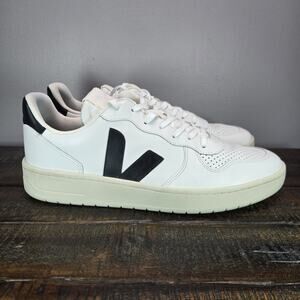 Veja V10 Mens Size 13 EU 48 Lace Up Low Top Casual Shoes White Black